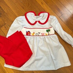 Stitchy Fish Back at the Farm Smocked Legging Set